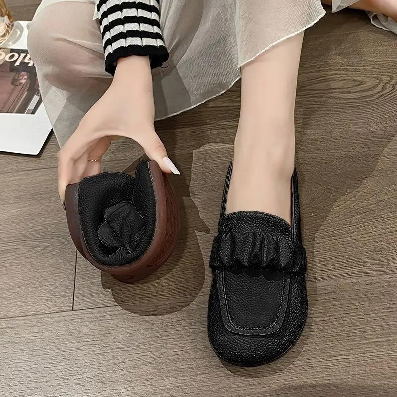 Fashion Ladies Footwear With Heel Round Toe Solid Color Elegant Party Women's Flat Shoes Wholesale Summer 2025 Vacation Stylish Chic 39
