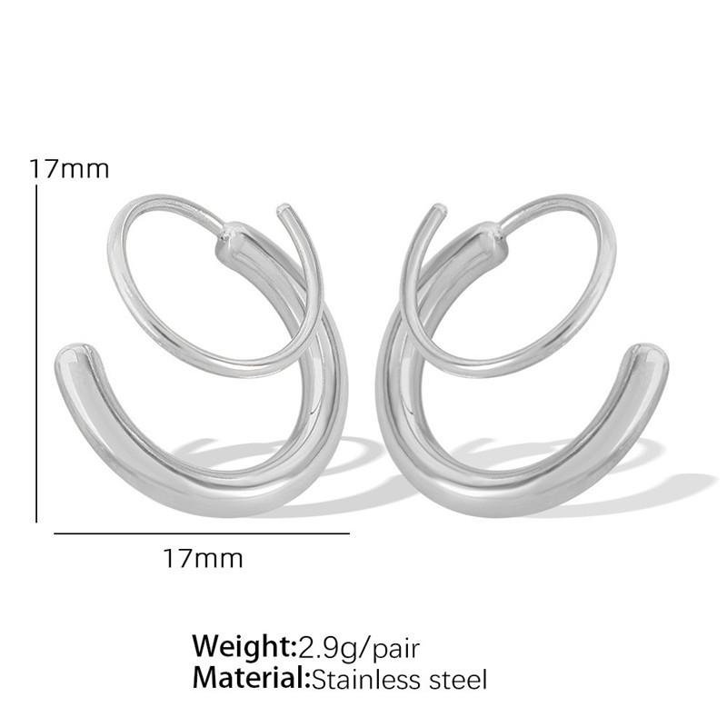 316L Stainless Steel Geometric Round Earrings, INS Minimalist Style Fashion Stud Earrings for Women
