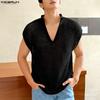 Men V Neck Sleeveless Mesh See Through Hollow Webbing Tank Tops