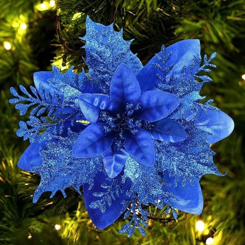 Atemberaubender 14,5 cm Weihnachtsschmuck Glitzernder floraler Kranz für Türen und Fenster
