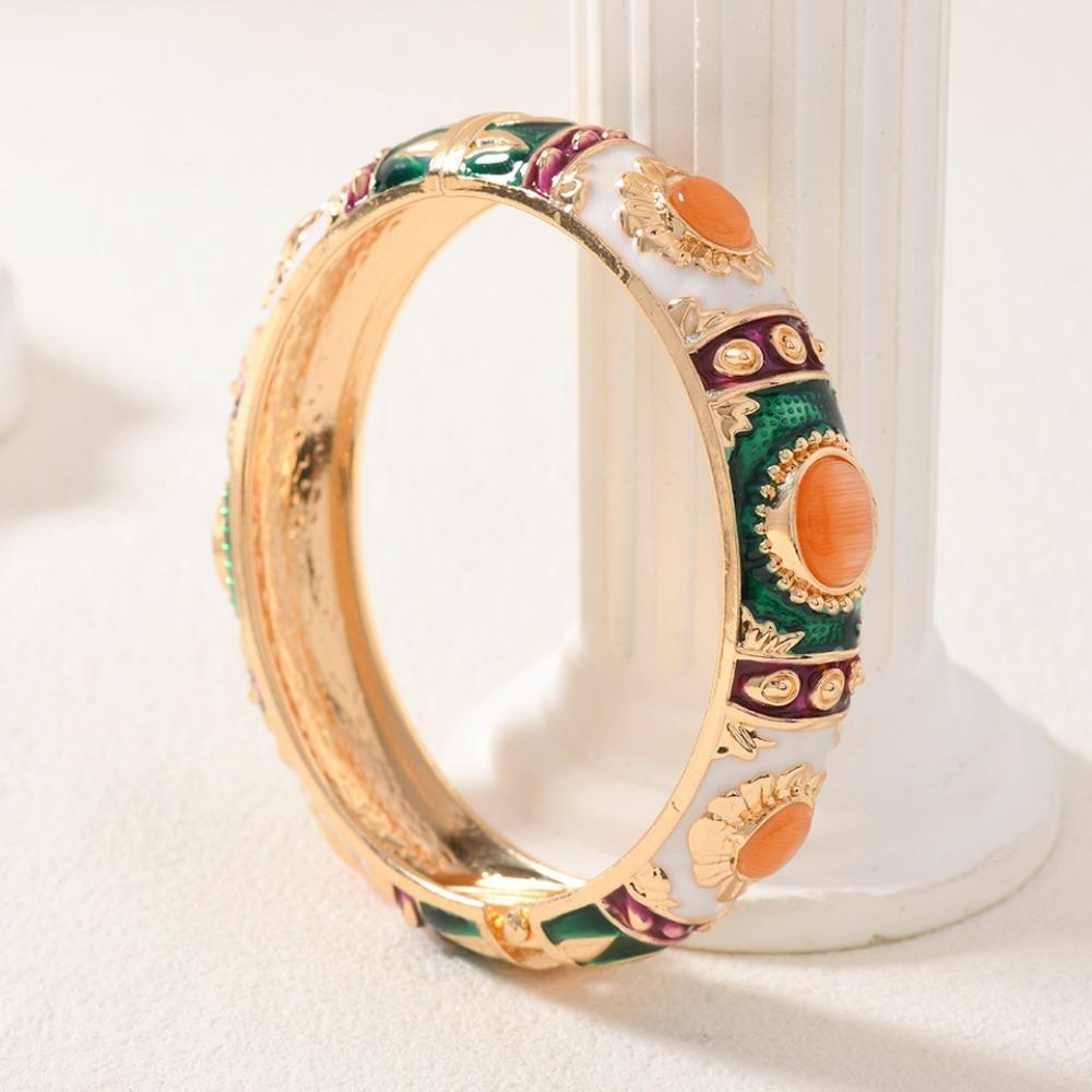Artificial Opal Stone Artificial Opal Bracelet Metal Enamel Cuff Bracelet Party Bangle Women Girl оранжевый