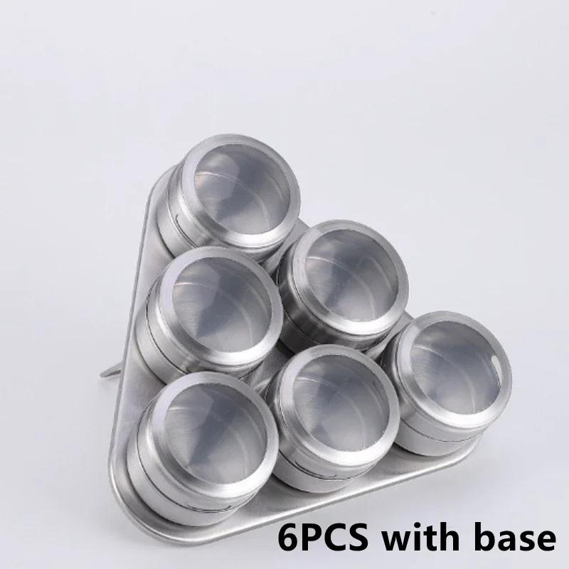 Magnetic Spice Tins Stainless Steel BBQ Spice Container Storage Box with Transparent Lid Kitchen Seasonings Herbs Spices Jars