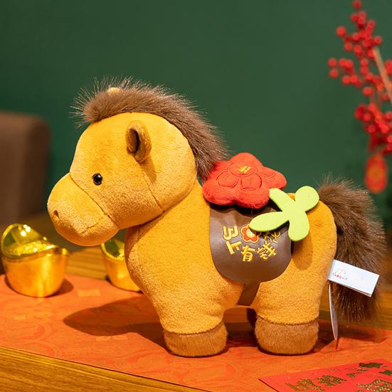 Horse Plush Doll New Year Decoration Soft Lucky Horse Mascot Desk Car Decor for Spring Festival