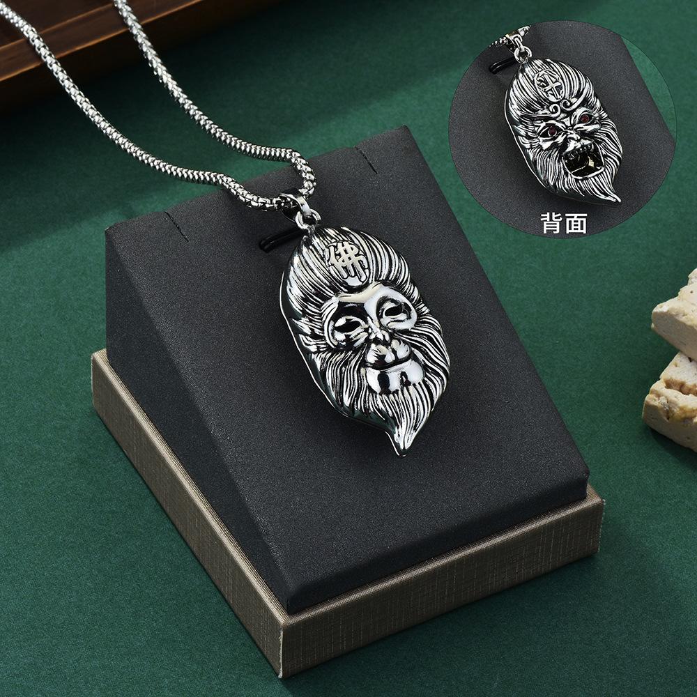 Fashionable Tian Qi Da Sheng Sun Wukong Pendant Necklace For Men With Retro Style And Finish Quality