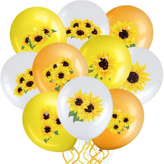 45 Pieces Sunflower Balloons Decorations 12 Inch Sunflower Yellow White Balloons for Summer Honeybee Themed Party Baby Shower Birthday Wedding Party