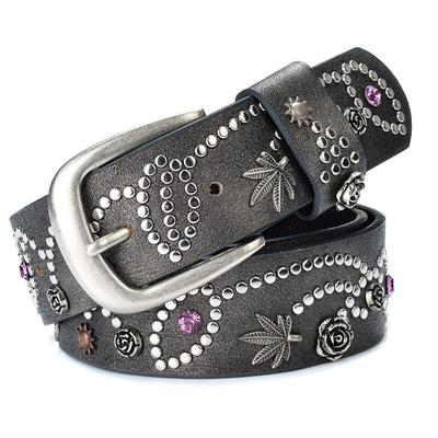 Ladies Belt Fashion Metal Rivet Inlaid Retro Casual Wide Belt Simple Jeans Belt Trendy