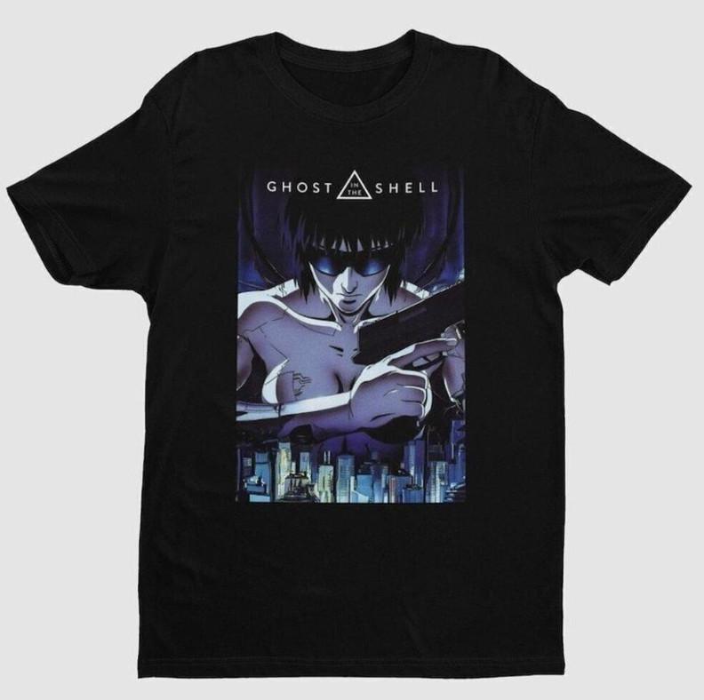 Ghost in the Shell Anime T-Shirt Cyberpunk Graphic Tee Sci Fi XL