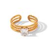 Versatile Zircon Irregular Stainless Steel Ring for Women - European & American Style