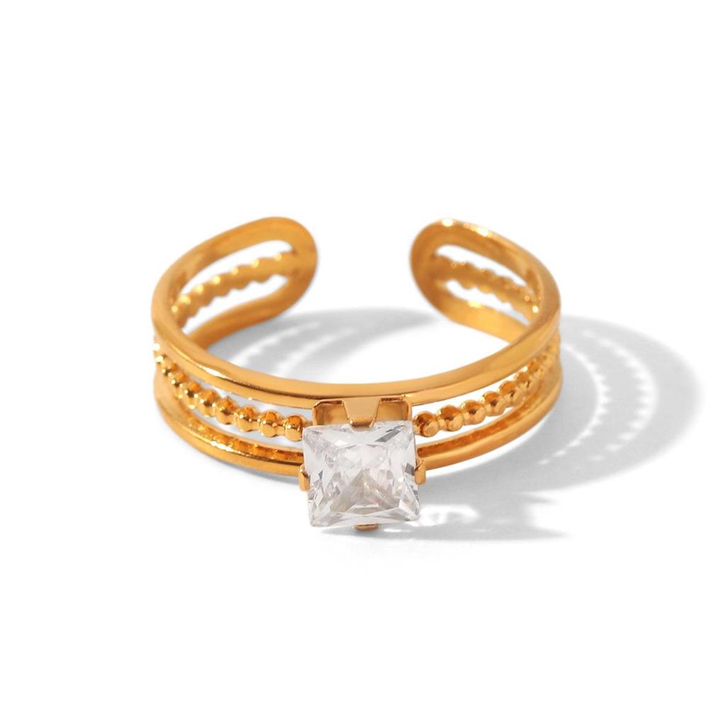 Versatile Zircon Irregular Stainless Steel Ring for Women - European & American Style