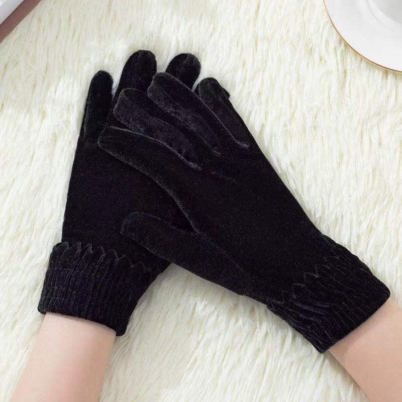 Unisex Gold Velvet Gloves for Autumn/Winter: Sports, Cycling & Driving Warmth