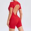 Patchwork Hollow-Back Sports Jumpsuit - Women's Tight One-Piece Fitness Outfit