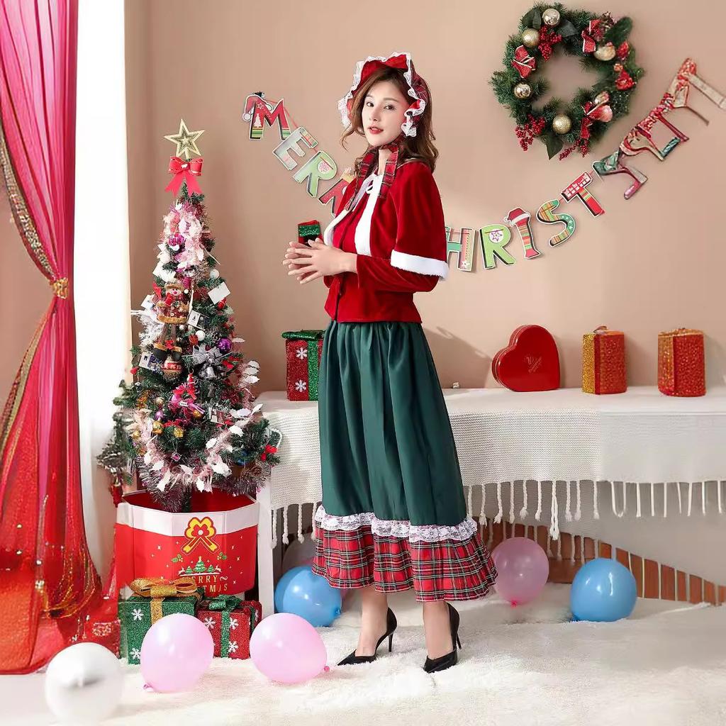Japanese Party Christmas Queen, Christmas Dress, Christmas Costume, Long Dress Christmas Party Uniform