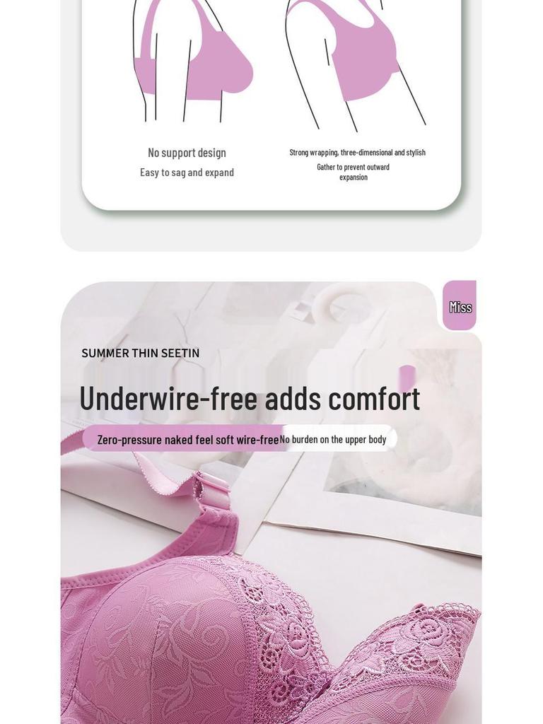 Wire-Free Uplift Bra: Anti-Spillage Minimizer for Large Busts - Comfortable Side Support for Autumn/Winter