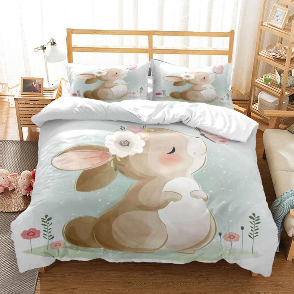 Bunny HD Bedding Set Teen King Bedding Set Children's Bed Down Duvet Cover Pillow Cover Bedding Set