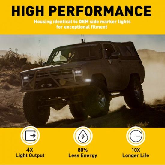 Clear Lens Front LED Side Marker Light White For Chevrolet K5 Blazer 1981-1991 T