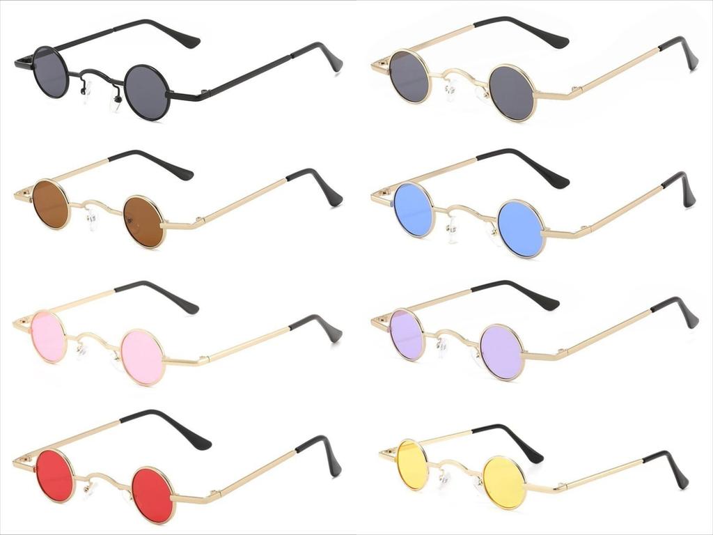 8pcs Korean Children Fashion Sunglasses Boys Girls Small Frame Round Metal Eyeglasses Personality Street S Sun
