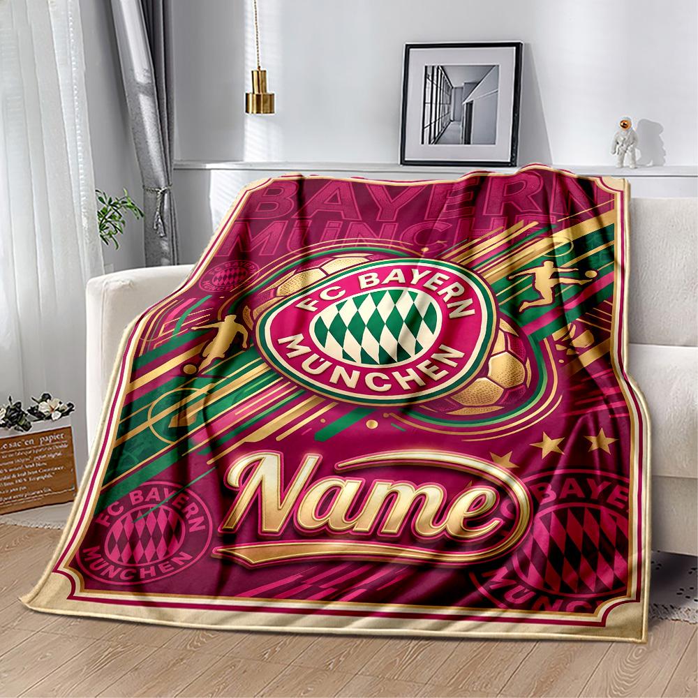 Bayern Munich Stadium Night Personalized Name Blanket Throw Customizable Blanket Warmthful Decor for Nap Couch Livingroom Chair Four Seasons Universal