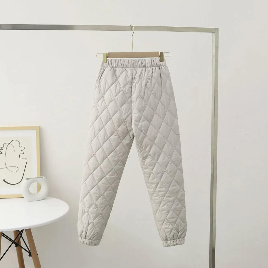 Péřové kalhoty Dámské svrchní oblečení Vysoký pas Velká velikost Slim-fit Lemování pro udržení tepla Zimní harémové kalhoty