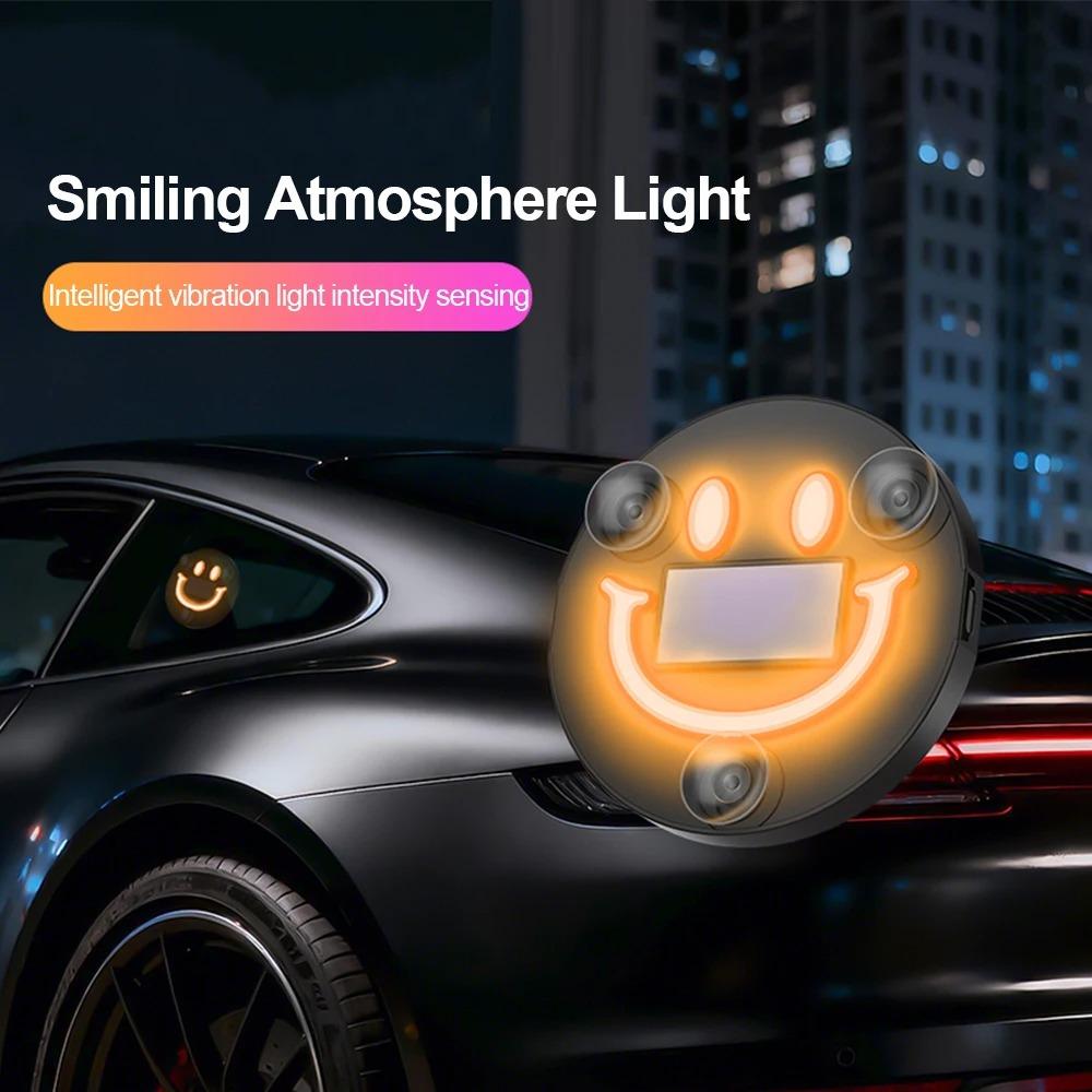 300mAh Smile Ambient Light Solar Powered Neon Light Car Decoration Rear Windshield Atmosphere Lights Car Accessories