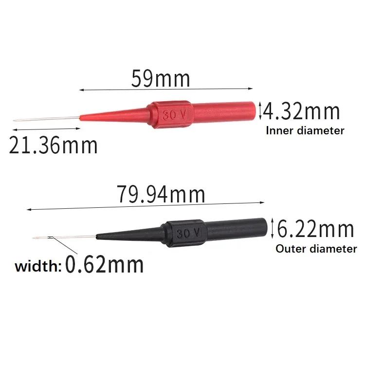 Insulation Piercing Needle Non-destructive Multimeter Test Probes Red/Black 30V-60V For Banana Plug Diagnostic Tools
