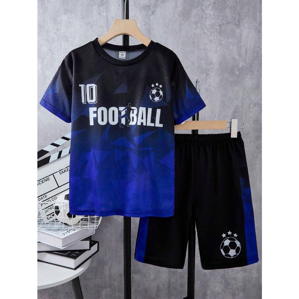 Sets for Children Boys' 3D Letter Graffiti Printed Short-Sleeved Shorts Two-Piece Suit Casual Sports Style Sets Girl Clothing