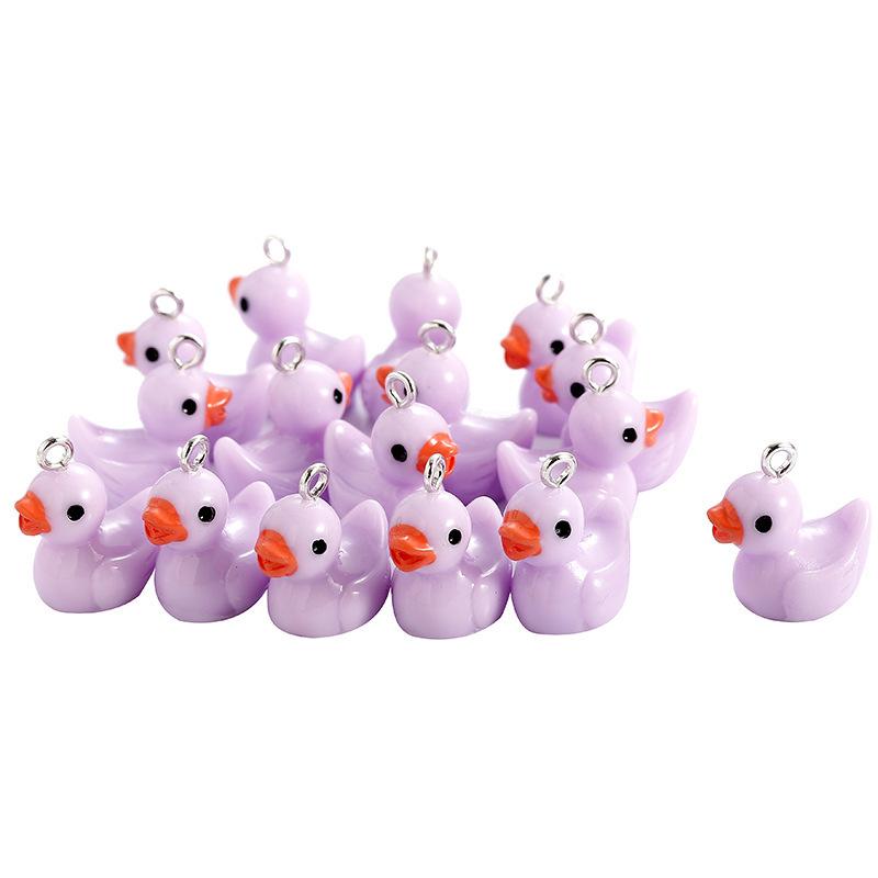 50 Pcs Diy Resin Duck Pendant Cute Animal Charms for Necklace Bracelet and Keychain Couple Family Keychain Pendant