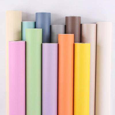 Pure Color Wallpaper PVC Waterproof Moisture-proof Self-adhesive Color of Macaron Wallsticker  Furniture Renovation
