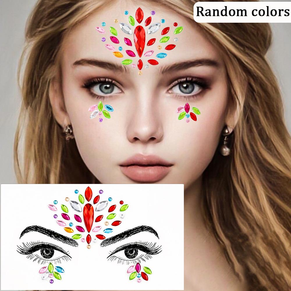 Colorful Rhinestone Face Decorations for Music Festivals & Parties