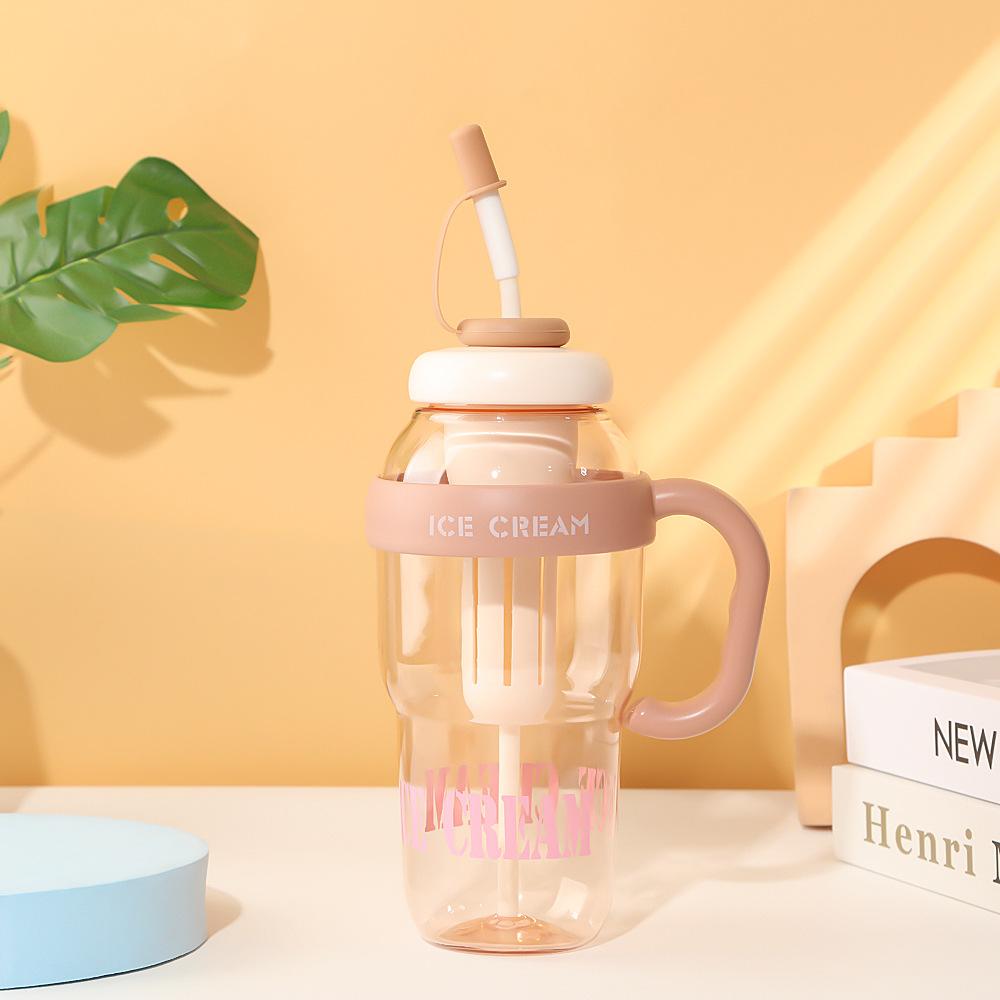 Water bottle summer dopamine large capacity plastic cup simple high value straw big belly cup car with handle car cup