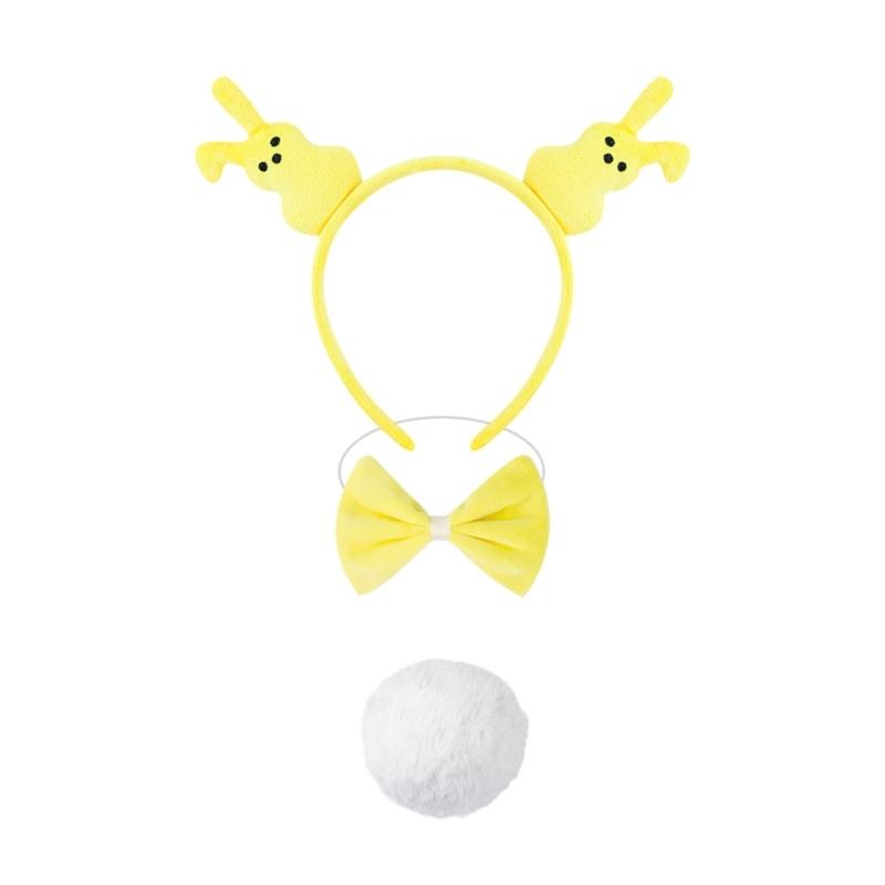 1/3/4/5Pcs Women's Bunnies Costume Accessories Set Rabbit Ears Headband Bowtie Rabbit Tail Tutu Skirt for Easter Party