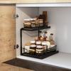 Under Sink Cabinet Shelf Multifunctional Slide Out Double Layer Spice Drawer Storage Sink Shelf for Bathroom Kitchen