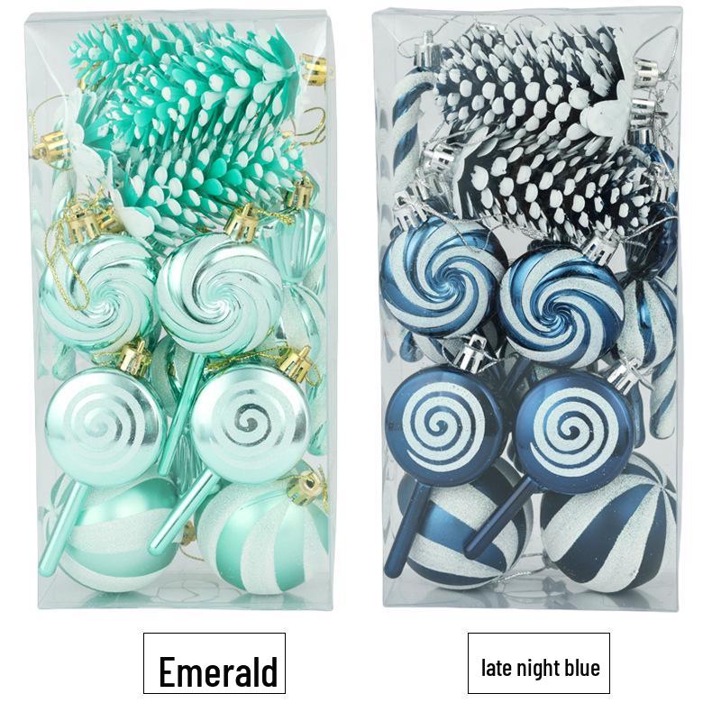 6cm 15-Piece Christmas Ornament Set: Balls, Pine Cones, Lollipops, Candies for Tree Decor and Gifts