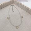 Fashion Elegant Bowknot Charm Necklace Crystal Beaded Clavicle Chain Choker Necklace Statement Jewelry Neck Chain