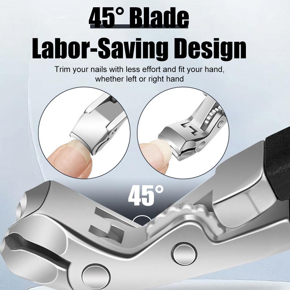 1PCS Nail Clipper with Catcher Safety Lock Angled Head Nails Cutters Trimmer Toenail Clipper for Thick Nails