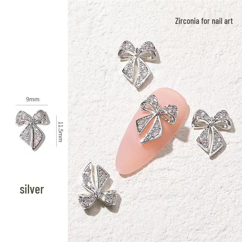 3D Zirconia Bow Nail Art: Luxurious & Shiny Pearl Gel Polish Decoration
