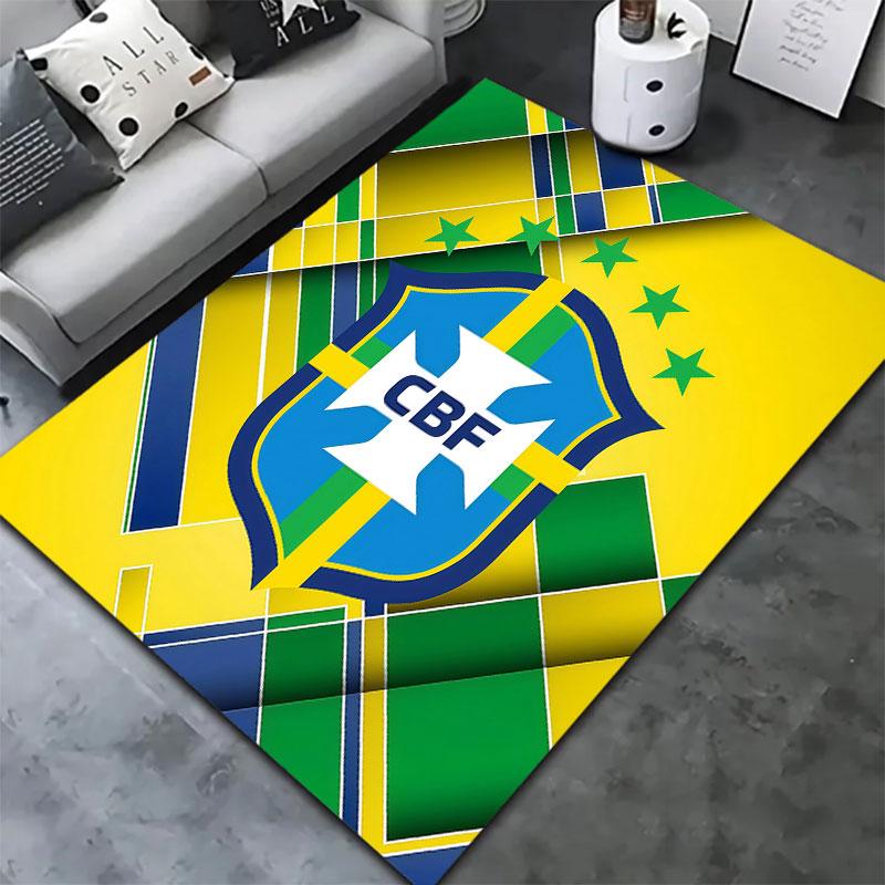 Brazil National Football Team Carpet Rug for Living Room Bedroom Home Sofa Decoration,Kids play Non-slip Floor Mat