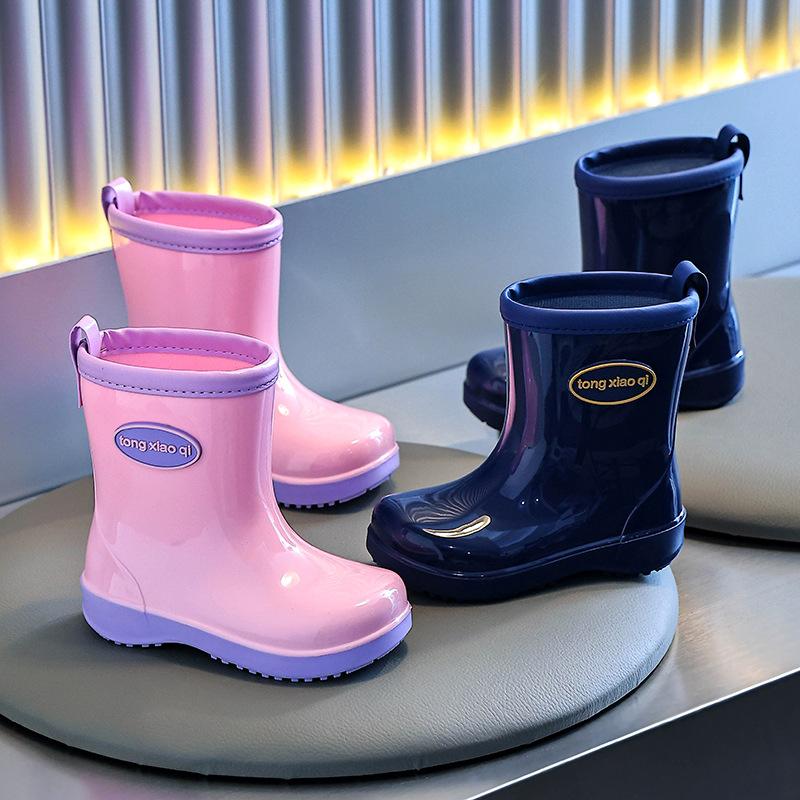 Children's Rain Boots Boys Girls Baby Boys Infant Kindergarten Students Non-Slip Water Shoes Students School Special Rain Boots