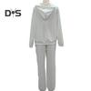 2 Teile/satz Frauen Hoodie Hosen Anzug Strass Dekor Lange Ärmel Patchwork Sport Sweatshirt Elastische Taille Hose Fitness Outfit Herbst Frühling Trainingsanzug