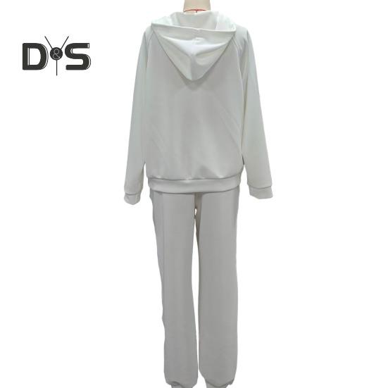 2 Teile/satz Frauen Hoodie Hosen Anzug Strass Dekor Lange Ärmel Patchwork Sport Sweatshirt Elastische Taille Hose Fitness Outfit Herbst Frühling Trainingsanzug