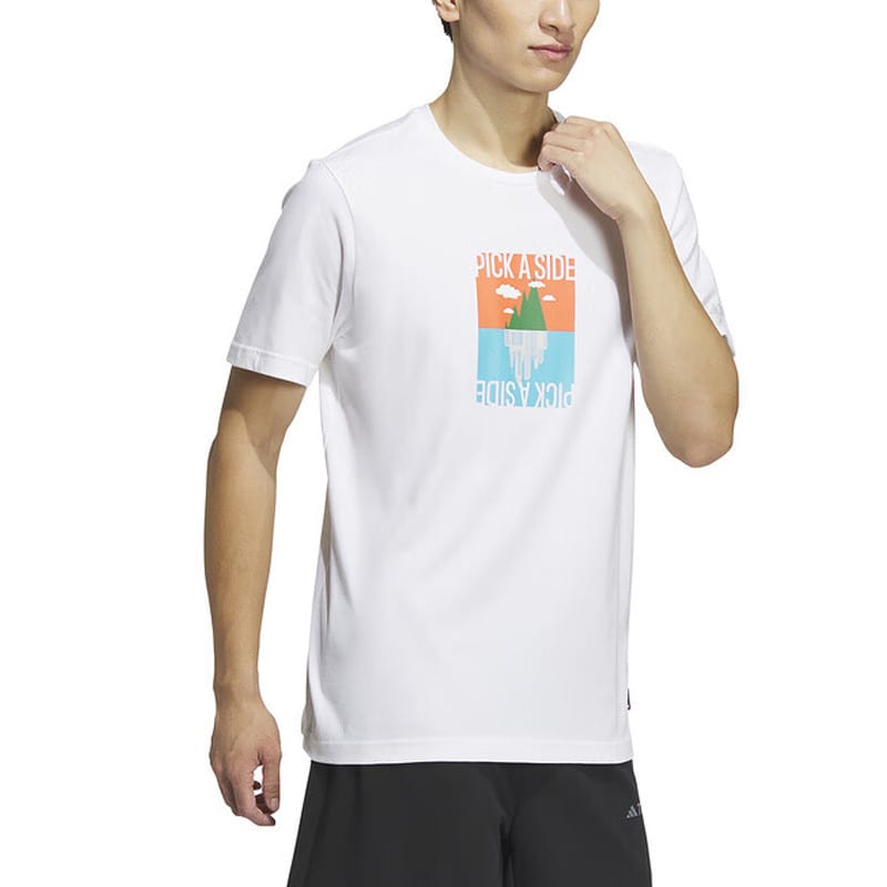 Adidas T Shirts Men's White Crew Neck Moderate Straight Fit IS0271