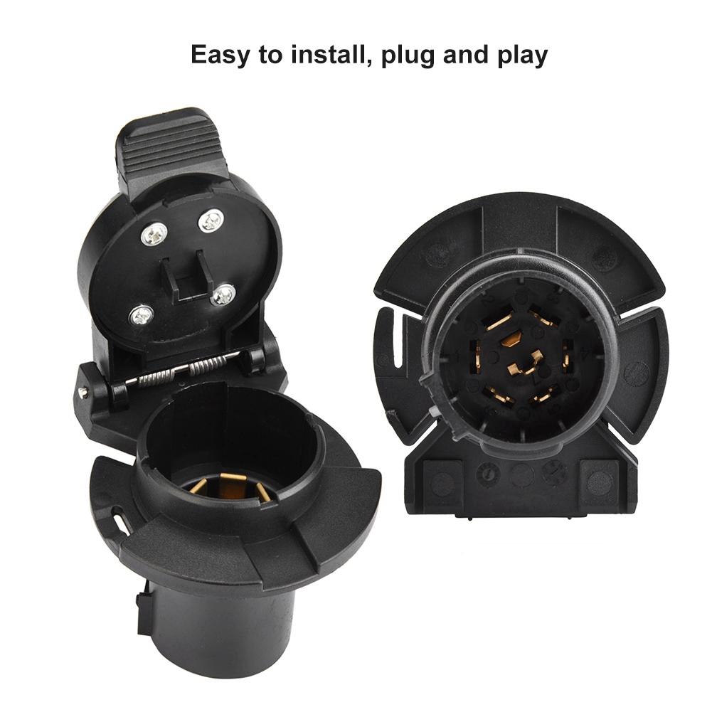 7 Pin Car Trailer Socket Plug Adapter Connector for Caravan Towbar Towing 12-24V US Plug