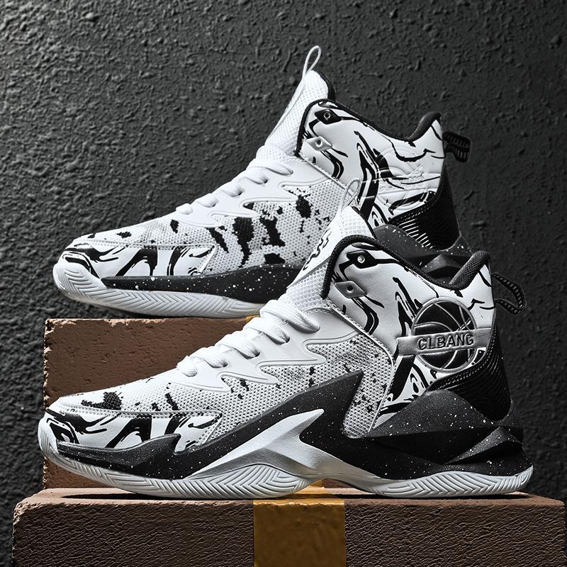 

New High-Top Flying-Woven Basketball Shoes, Men S And Women S Same Mesh Breathable Sneakers, Actual Combat Soft-Soled Shock-Resistant Wear-Resistant S 45