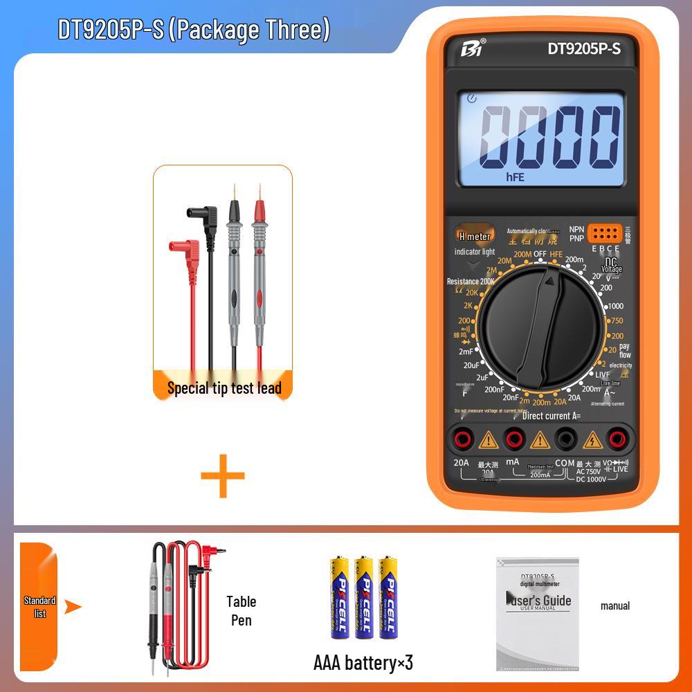 High Precision Anti-Burn Digital Multimeter Electrician's Model DT9205A/9205P-S9205PRO