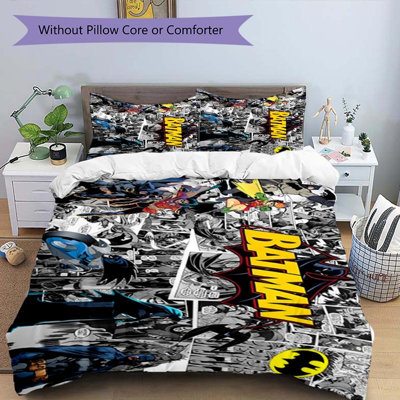 3pcs Duvet Cover Set (1*Duvet Cover + 2*Pillowcase, Without Core),Superheroes Print Bedding Set, Bedroom Decor, All‑Season, Birthday Gift