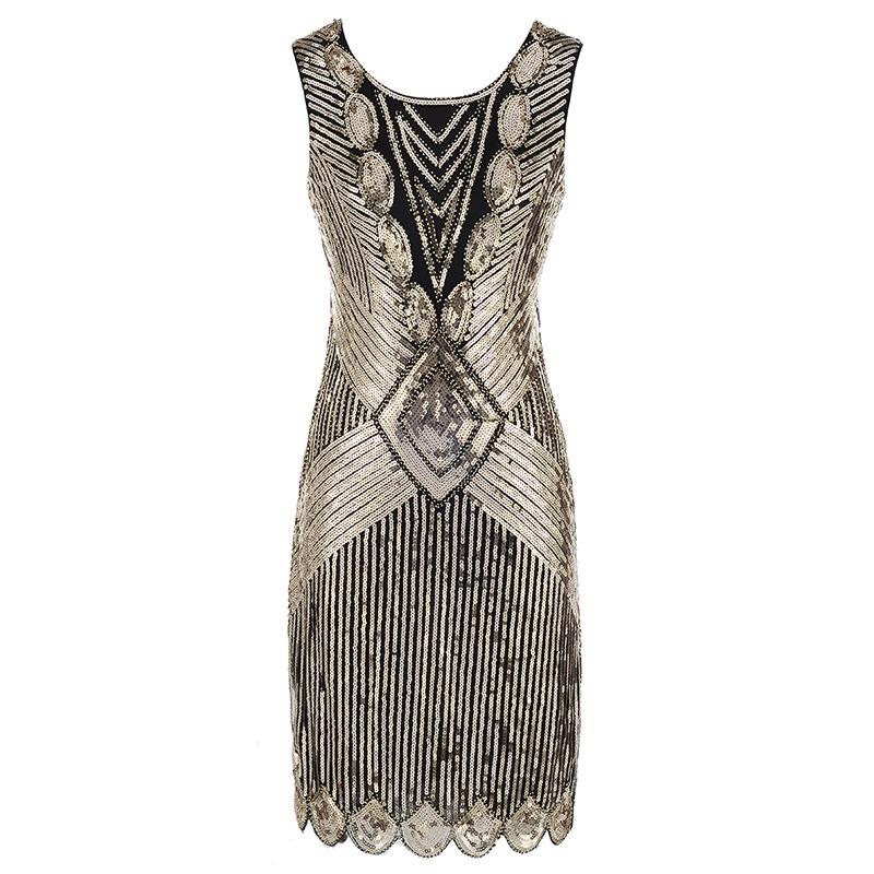 Popular European and American High-end Performance Dress, Retro Sequined Evening Dress for Women