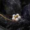 Modische Blume Gänseblümchen Perlenkette, 18K Vergoldete Titanstahl Schlüsselbein Kette für Damen