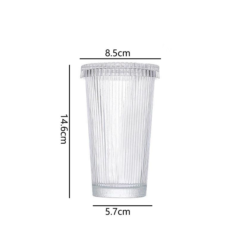 

Набор из 4 прозрачных стаканов 380 мл для напитков, бытовые стаканы для сока, молока, чая, стаканы для кофе со льдом, бокал для коктейля в вертикальную полоску с крышкой, пивная кружка 4pcs