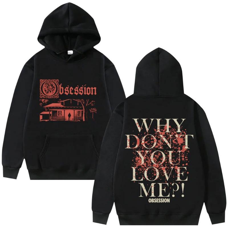 Ossessione Felpa con Cappuccio Horror Gotica Vintage Movie Streetwear Estetica Pullover Grafico Donna Uomo Felpe Trendy Abbigliamento