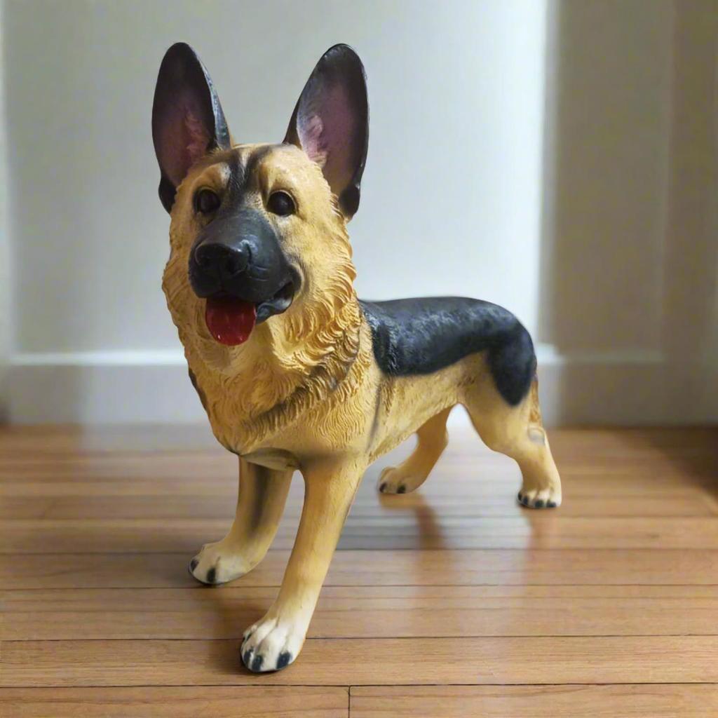 German Shepherd Realistic Dog Showpiece Statue Figure Idol for Home Decor Items Living Room Decoration, 11 Inches Height