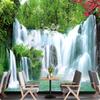 Forest Waterfall Scenery Wall Mural Green Scenery Wallpaper Living Rooms Bedrooms Waterfall Wallpaper